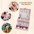 thumbnail image 7 of Jewelry Box with Organizer Drawer, 3-Layer Jewelry Organizer box for Rings Earrings Necklace Bracelets jewelry boxes, Gift for Women Girls (Pink), 7 of 7