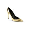 Pre-owned|Saint Laurent Womens Snake Skin Print Pointed Toe Stiletto Pumps Gold Size 12 42