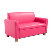 33" Kids Loveseat Sofa Child Upholstered Couch Armchair with Storage Compartment Pink