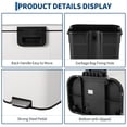 thumbnail image 3 of Kitchen Trash Can, Stainless Steel Garbage Can with Soft-Close Lid, Removable Inner Bucket & Wide Foot Pedal, Rectangular Space Saving Trash Bin for Home, Office, Bathroom, 3 of 7