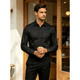 thumbnail image 4 of Men Stretch Non‑Iron Long Sleeve Dress Shirts, Classic Fit Pocket Design Work Shirts For Office, Wedding, Daily Wear, 4 of 6