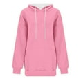 thumbnail image 4 of Plain Hoodies for Women Solid Color Fashion Hooded Sweatshirt with Pockets Hoody Top, 4 of 4