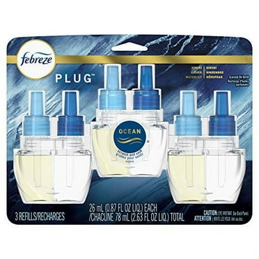 Febreze Plug in Air Fresheners, Ocean, Odor Eliminator for Strong Odors, Scented Oil Refill (3 Count)