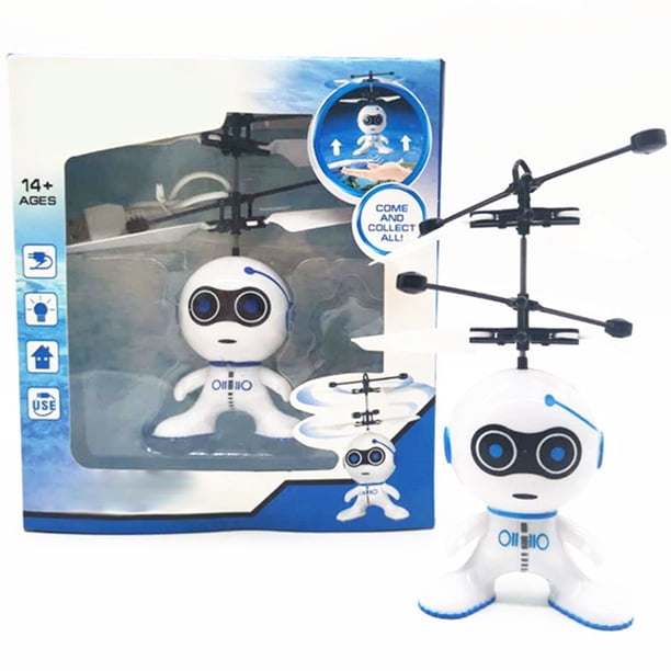 Muyoka Juguete robot volador Juguete volador de inducci贸n infrarroja con luz LED incorporada Robot Drone Juguete Iluminar Robot Drone para interiores y exteriores Aviones voladores Robot de juguete p