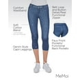 thumbnail image 3 of Women's MeMoi MQ-053 Zipper Capri Leggings (Medium Wash M/L), 3 of 7
