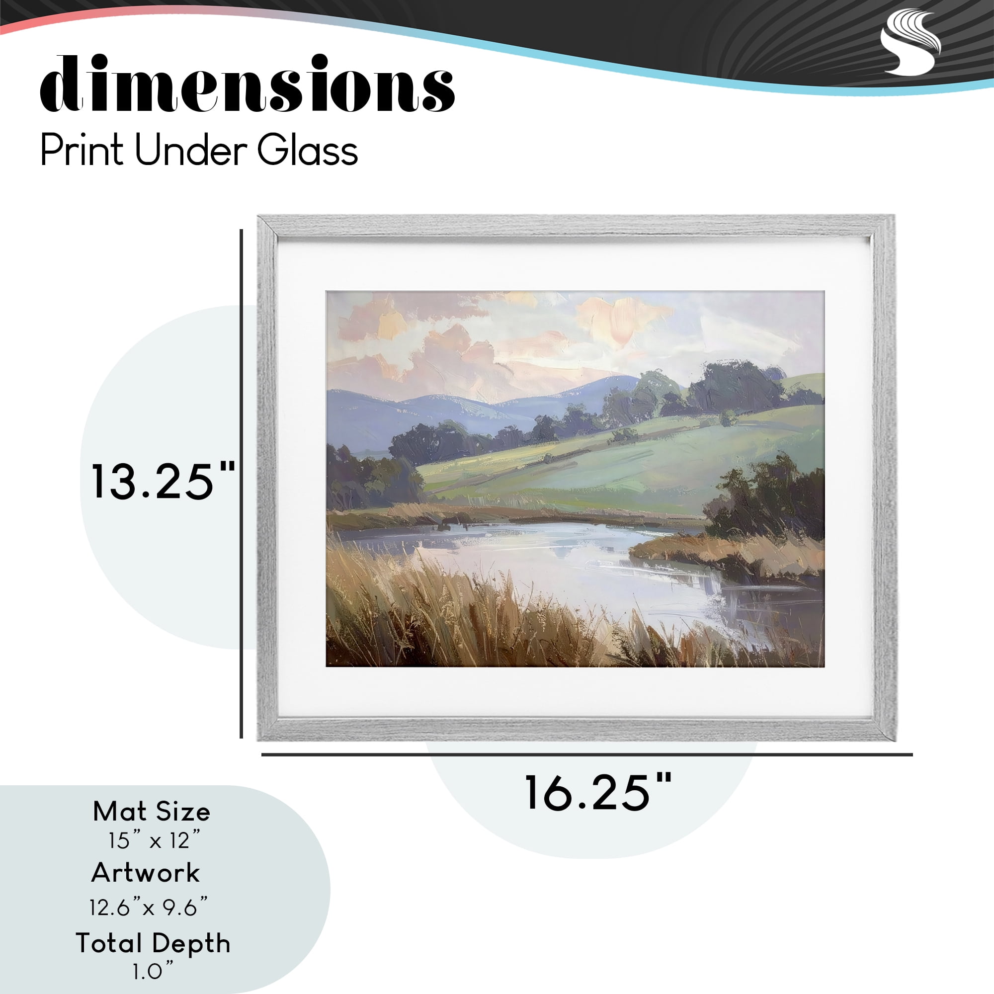 Stupell Industries Subtle Distant Mountains Gray Framed Print Under Glass, design by Alonza Saunders