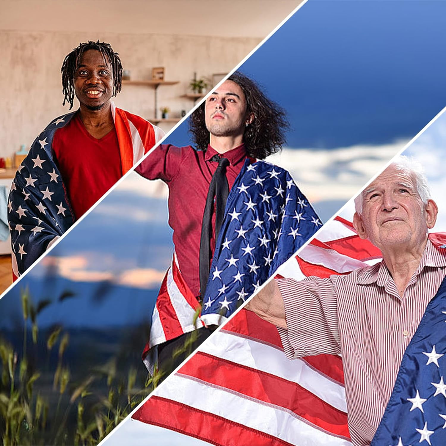 FLAGWIN American Flag 6x10, US Flag 6x10 Heavy Duty Outdoor Tear Resistant, Deluxe 420D Super Tough Spun Nylon 6x10 American Flag,Luxury Embroidered Stars and 2 Brass Grommets, All Weather Lasting