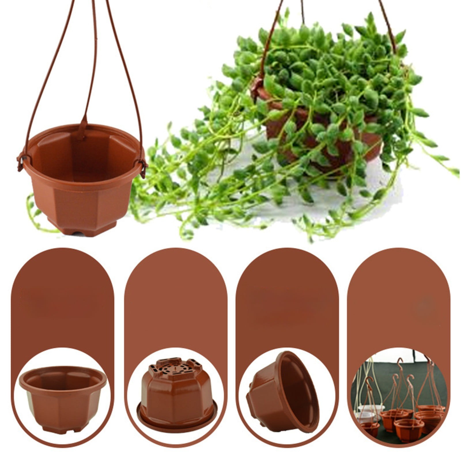 LYINGF Hanging Small Plastic Hanging Plant Pot Basket Hanging Flower Pots with Hole for Outdoor Indoor Garden Balcony Small Plants,Watering Hanging Planters Indoor Flower Pots