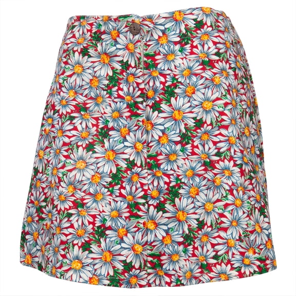 Hemp Zip Skirt-red Daisy Small