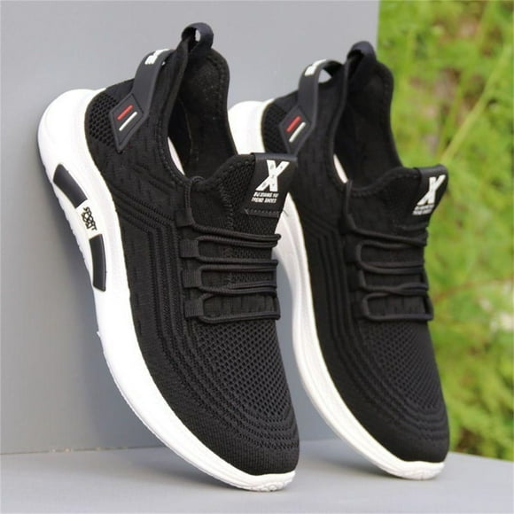 XIMIN Men's Breathable Sneakers - Comfortable Casual Shoes with & Non-Slip Sole Spring and Summer New Walking Fashion Light Shoes Sneaker for Travel (8.5, Black)