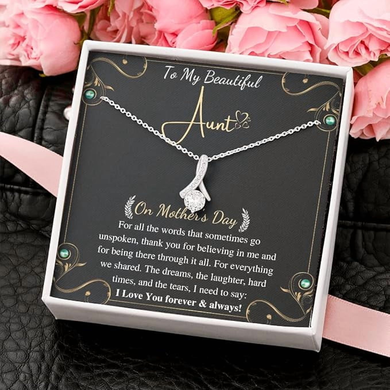 Alluring Necklace On Mothers day for Aunt Mom, Gift for Auntie, Jewelry with Personalized Message card, Gift for Her, Bonus Mom Unbiological Mother