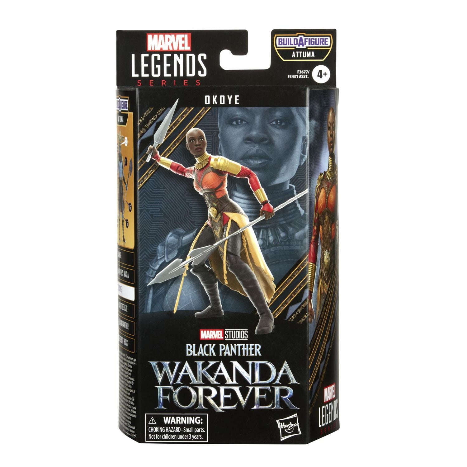 Marvel Legends Series Black Panther Wakanda Forever, figurine Okoye de 15 cm avec 2 accessoires et 1 pièce Build-A-Figure