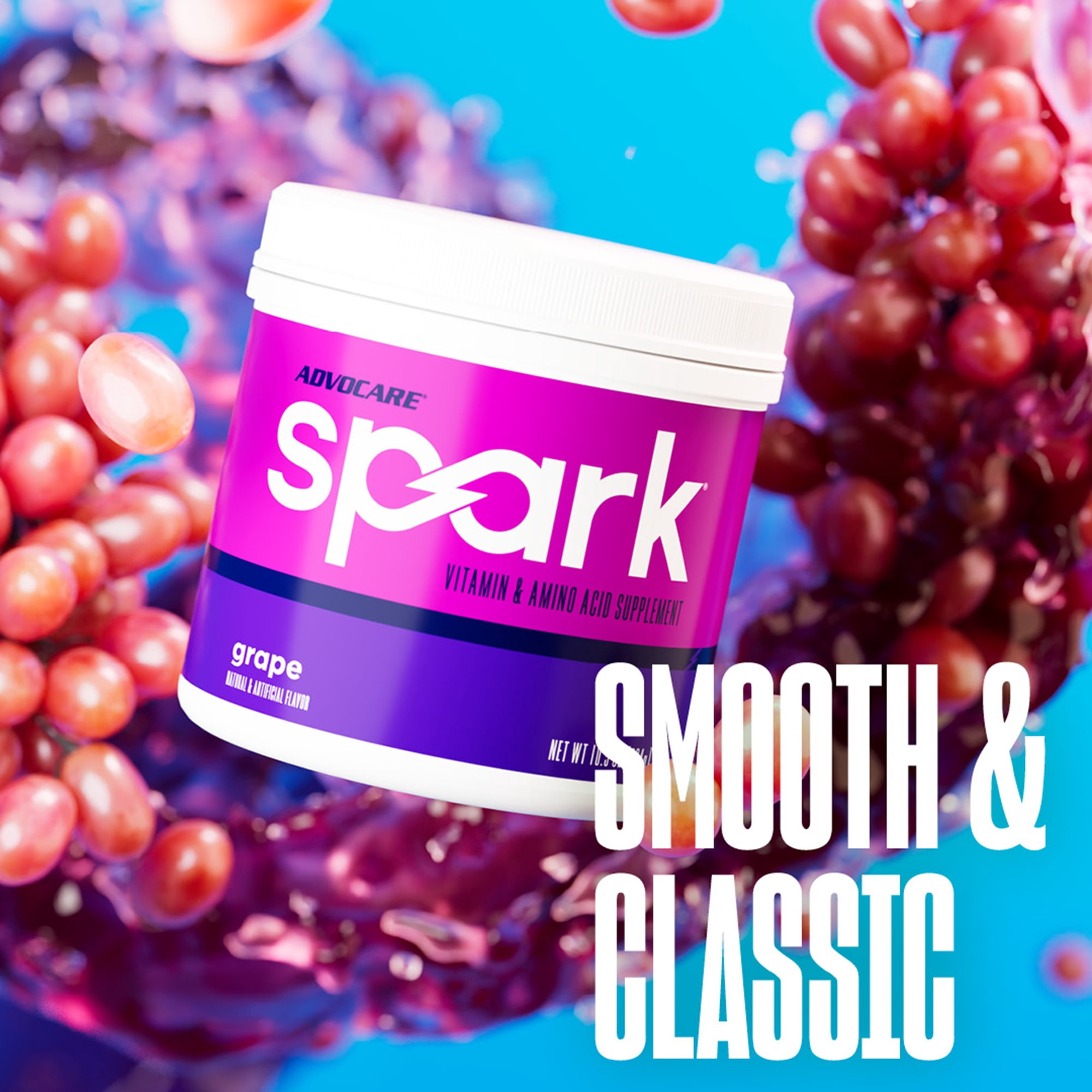 AdvoCare Spark Energy Drink Mix – Vitamin & Amino Acid Powder Supplement, Grape Flavor, 10.5 oz