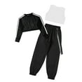 thumbnail image 2 of vastwit Girls 3 Piece Hip Hop Dance Sports Outfits Crop Tops Vest Jogger Pants Active Clothes Set Black&White 6, 2 of 7