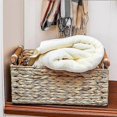 thumbnail image 4 of Wicker Basket Rectangular with Wooden Handles for Shelves,Water Hyacinth Basket Storage,Natural Bas, 4 of 5