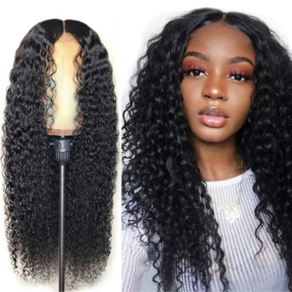 Siftech 26"Curly Wet and Wavy Wig Lace Front Wigs Human Hair Lace Closure Wigs for Women