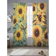 thumbnail image 2 of Yellow Sunflowers Birds Sheer Curtains 84 Inch Length 2 Panels Set, Spring Floral Country Pastoral Voile Window Treatment Rod Pocket Curtains Sheers Drapes for Bedroom/Living Room/Kitchen 52"x84"x2, 2 of 7