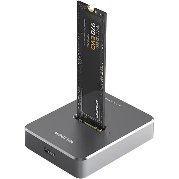 MiliPow M.2 NVMe and SATA to USB C Docking Station, NVME-DOCK, for M Key and B M Key NVMe PCIE and SATA SSD, 1 Count