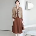 thumbnail image 1 of Conjunto de chaqueta cárdigan de mujer estilo tweed étnico 2024 con falda de largo medio y vestido de capa base para madre, 1 of 4
