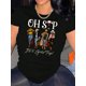 thumbnail image 1 of Camiseta De Mujer Verano Activewear Camiseta Básica Para Senderismo Deportes VacacionesChic Women's Casual T-Shirt with Elegant Portrait Print - Comfy Crew Neck, Short Sleeve Top for Everyday & Vaca, 1 of 6