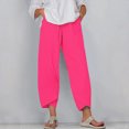 thumbnail image 2 of Diufon Linen Plus Size Pants for Women Solid Color Wide Leg Pants High Waist Pants with Pockets, 2 of 5