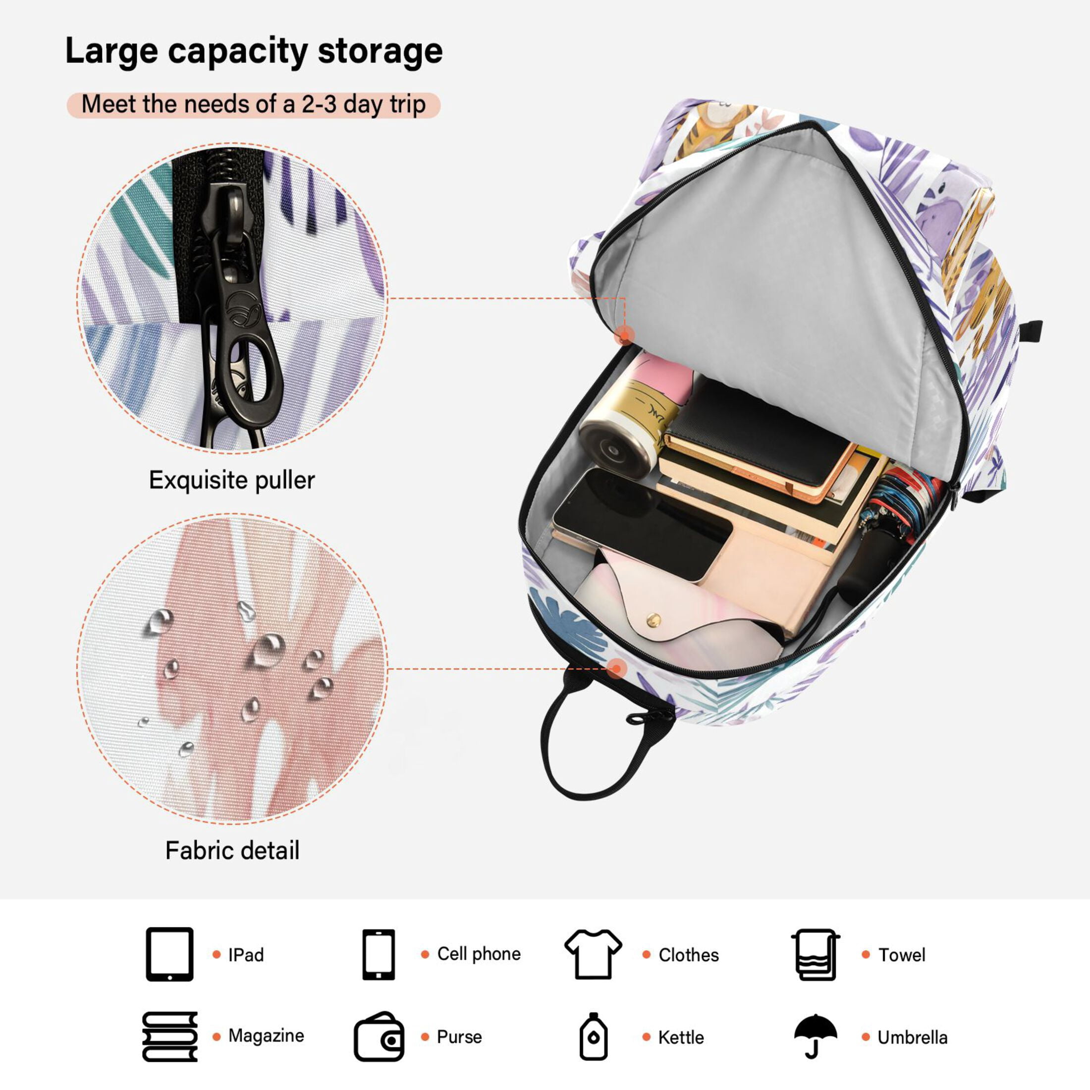 2 Racquet Holder Tennis Backpack Tennis Racket Covers Gym Bags Cute Baby Tigers and Zebras