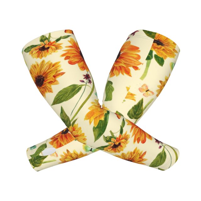 Fotbe Sunflowers And Butterflies Mangas para Brazos con Protección Solar UV- Cubrebrazos para Tatuajes – Mangas Deportivas Refrigerantes UPF 50 para Hombre y Mujer