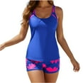 thumbnail image 2 of QUNYINEY Floral Tankini Swimsuits for Women Two Piece Bathing Halter Tummy Control Plus Size Bathing Suit Athletic with Built In Bra High Waisted Women Swimsuits, 2 of 5