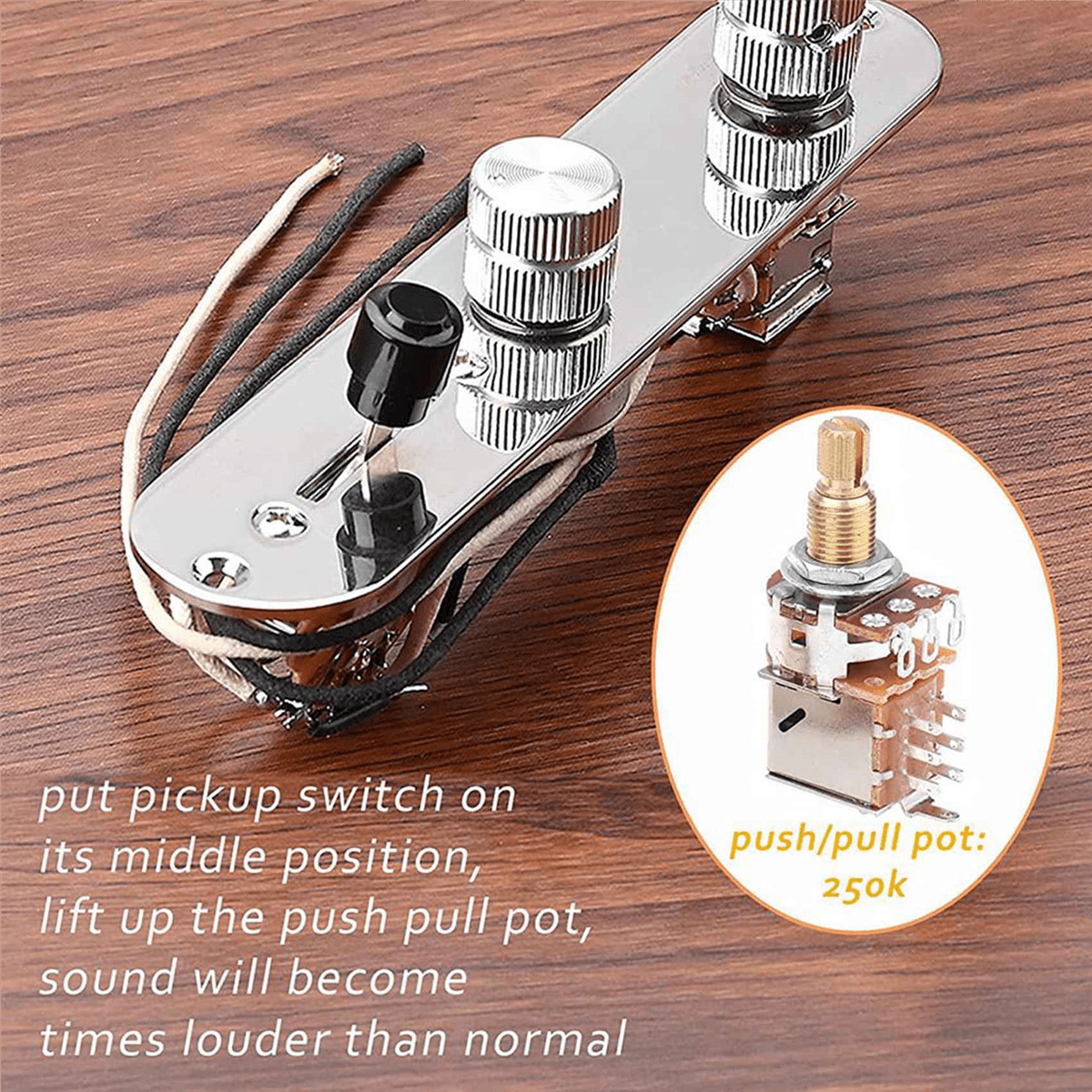 2X Prewired Guitar Control Plate,Loaded 3-Way Blade Switch Push Pull Potentiometer Excellent Pot Speed Knobs