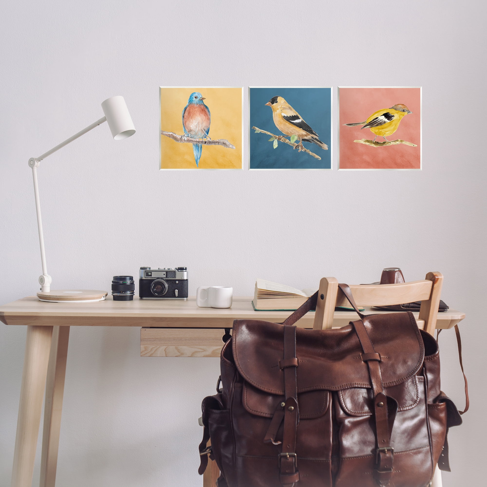 Stupell Industries Brilliant Birds on Branches Animals Painting Unframed Art Print Wall Art, 12 x 12, Set of 3