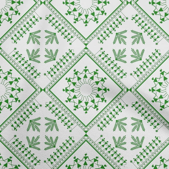 oneOoneRayonGreenFabricAsianFloralBlockSewingCraftProjectsFabricPrintsByYard56InchWide
