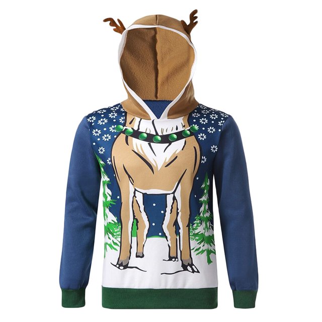 Hombres Casual Moda Manga Larga Navidad Con Capucha Asta Estampado Colorblock Sudadera Blusa Pompotops oipoqjl52746