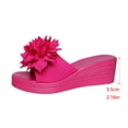 thumbnail image 6 of Women's Wedge Slide Sandals Summer Casual Thick Sole Platform Mules with 3D Floral Accent Peep Toe Design Solid Color Slip On Heeled Sandals for Beach Daily Walking Outdoor Use, 6 of 10