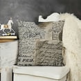 thumbnail image 2 of YINGXI  Decorative Ramie Square Throw Pillow Cover Cushion Case Vintage Khaki Background Words Pattern Toss Pillowcase (for Living Room, Sofa) 24x24in, 2 of 5