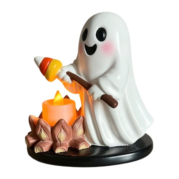 freneci Halloween Tealight Holder Cute Small Candle Holder with LED Tea Light Resin Figurine Indoor for Holiday Office Tabletop Decor Style B