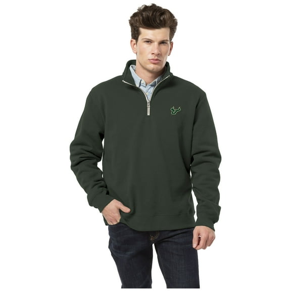 Men's League Collegiate Wear Green South Florida Bulls Essentials Fleece 2.0 Quarter-Zip Jacket