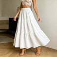 thumbnail image 2 of ZHOGXU Elegant Ladies Midi Skirts For Women Solid Color Knee Length High Elastic Waist A Line Design Party Club Wear, 2 of 5