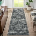 thumbnail image 2 of Garvee 2'x6' Persian Runner Rug, Vintage Distressed Floral Boho Rug Farmhouse Non-Slip Low Pile Accent Carpet for Bedroom Hallway Kitchen, Dark Gray, 2 of 9