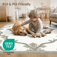 thumbnail image 4 of ODIKA 8'x10' Washable Area Rug Non-Slip Chair-Friendly Mat Beige Symmetrical Dining Motif Balanced Detail Neutral Cream for Dining Room, Large Office, Lounge, 4 of 7