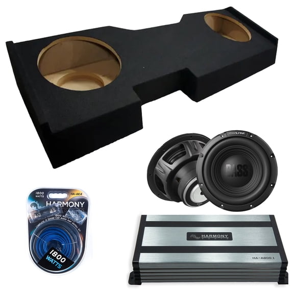 Harmony Audio Alpine fits 14-18 Chevy Silverado Crew Cab Truck W12S4 Dual 12" Subwoofer 500W Sealed Sub Box | HA-A800.1 Amplifier, 4GA Amp Kit