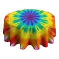 thumbnail image 4 of Rainbow Tie Dye Mandala Pattern Round Tablecloth 60"x60",Wrinkle Wipeable Table Cloth for Kitchen Dining Room Picnic Patio Party, 4 of 6