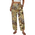 thumbnail image 2 of Wide Leg Pants Woman Flowy Palazzo Drawstring Elastic Waist Trousers with Pockets Casual Lounge, S, 2 of 5