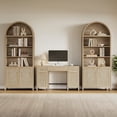 thumbnail image 4 of SICOTAS 52.1"W Boho Desk with Drawers & Rattan Accent – Farmhouse Writing Desk with Adjustable Shelf & Soft Close Door – Home Office Computer Desk – Reclaimed Light Oak, 4 of 13