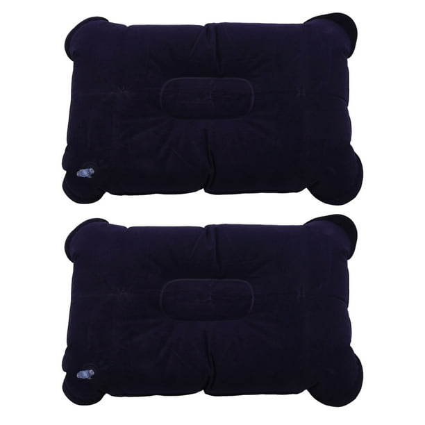 2X Almohada Inflable del Aire Plegable Portátil Al Aire Libre Cojín de Doble Cara Azul oscuro