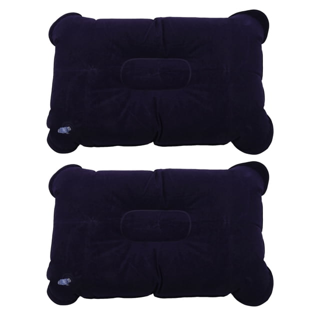 2X Almohada Inflable del Aire Plegable Portátil Al Aire Libre Cojín de Doble Cara Azul oscuro