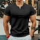 thumbnail image 5 of Camisetas para hombre, camiseta de secado rápido para hombre, camiseta lisa sin logotipo, camiseta lisa para gimnasio, cuello en V, ropa de verano barata y de alta calidad S, 5 of 5