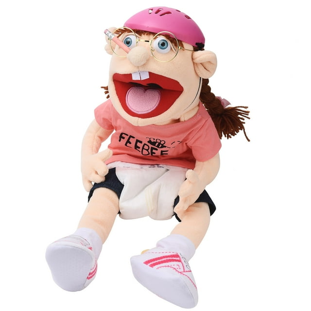 Jeffy's Sister Feebee Puppet Jeffy Show Pink Plush Toys, Bedtime Story