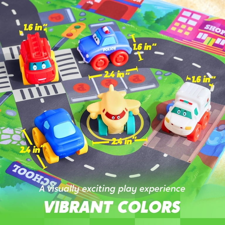 SYNCFUN Toy Cars for Toddlers pcs Rubber Cartoon Cars with Play