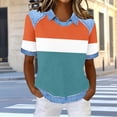 thumbnail image 1 of TaTaai Casual Daily Women T Shirt Waffle Knit Loose Fit Crew Neck Lapel Unpositioned Print Non See Through Soft Comfort Office Lounge Street Wear Gift, 1 of 5