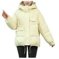 thumbnail image 2 of Black and Friday Clothing Sales Idoravan Women's Quilted Puffer Coat,Women's Fall and Winter Long Sleeved Warm Cotton Jacket Bread Yellow XXXL, 2 of 5